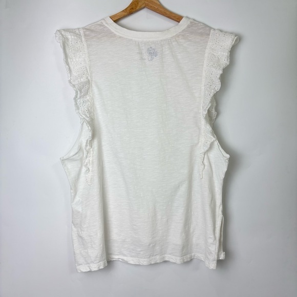 Anthropologie Pilcro White Sustainable Eyelet Ruffle Sleeved Top - Picture 5 of 8